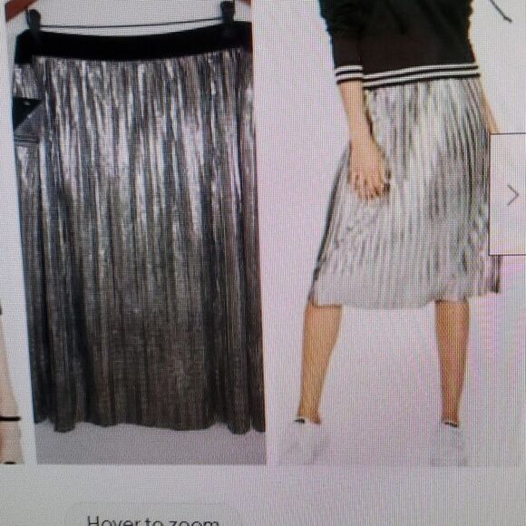 PROJECT RUNWAY Silver Pleated Midi Skirt S - Picture 1 of 6